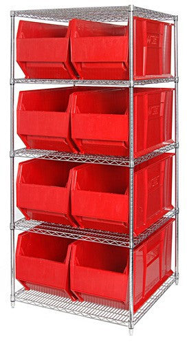 Chrome Wire Shelving Units With Hulk Containers - HWR5-993-R