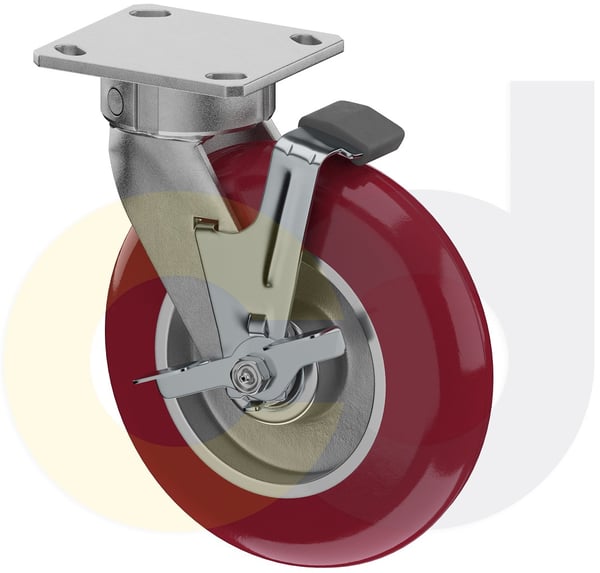 CasterDepot Ergonomic, Top Plate Casters - Poly On Aluminum Wheel - Capacities Up To 1500 Lbs. - HC003.006