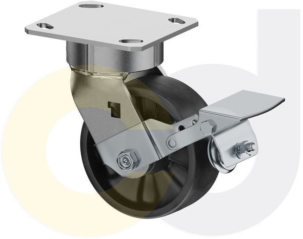 CasterDepot Ergonomic, Top Plate Casters - Glass-Filled Nylon Wheel- Cap. Up To 1400 Lbs. - HC091.9AF