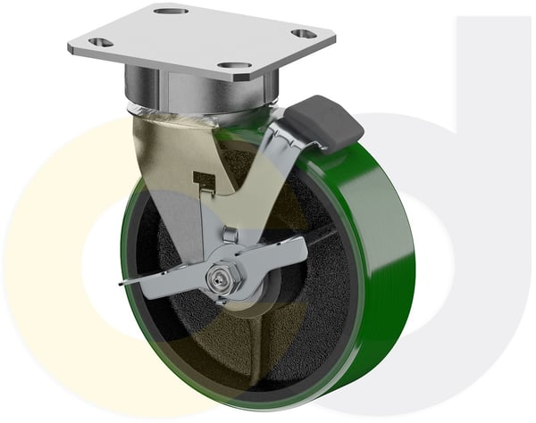 CasterDepot Ergonomic, Top Plate Casters - Poly On Cast Iron Wheel- Capacities Up To 1400 Lbs. - HC015.91E