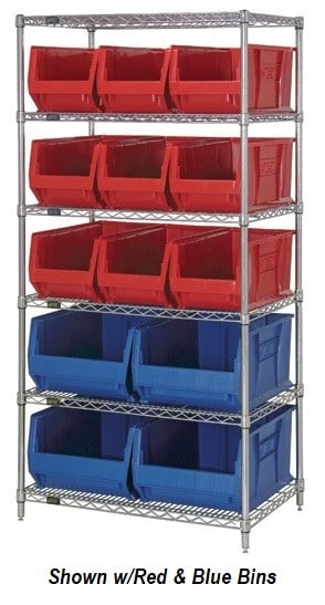 Chrome Wire Shelving Units With Hulk Containers - HWR6-973974-Y