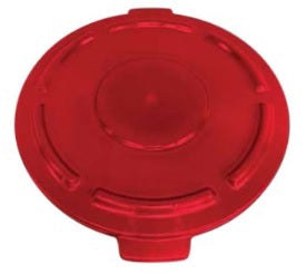 Crusader Round Trash Cans - Lids & Dolly - HCTC-L32-RED