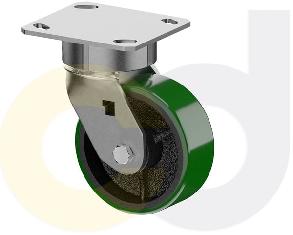 CasterDepot Ergonomic, Top Plate Casters - Poly On Cast Iron Wheel- Capacities Up To 1400 Lbs. - HC015.914