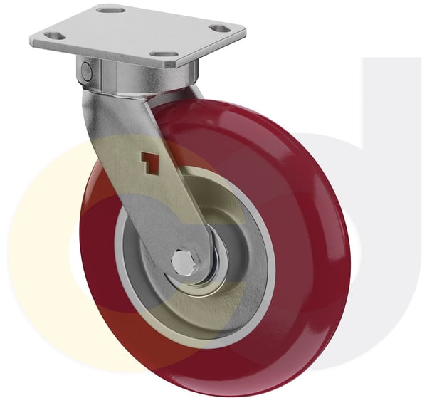 CasterDepot Ergonomic, Top Plate Casters - Poly On Aluminum Wheel - Capacities Up To 1500 Lbs. - HC003.005