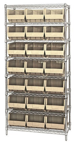 Chrome Wire Shelving Units With Ultra Bins - HWR8-255-I