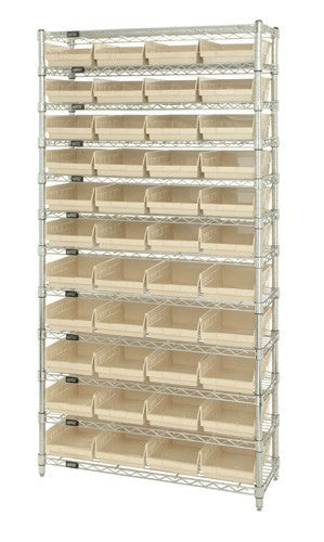 Chrome Wire Shelving Units With Shelf Bins - HWR12-108-I