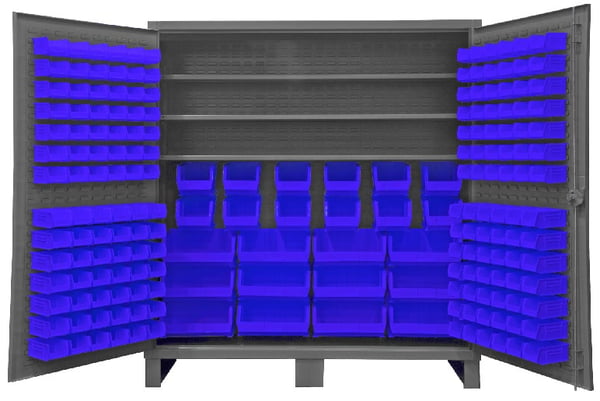 Heavy Duty Storage Cabinets With Hook-On Bins - HHDC72-192-3S5295