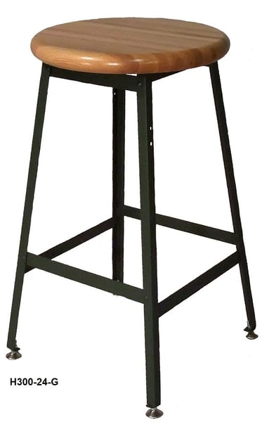 Industrial Shop Stools - Wood Seat - H302-3036-R-S