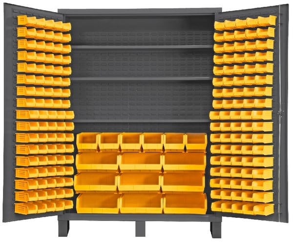Heavy Duty All-Welded Bin & Shelf 14 Ga. Steel Storage Cabinets - HSSC-185-3S
