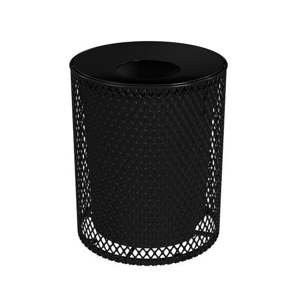 32 Gallon Expanded Metal Portable Receptacle - H32EXPLNSML-BLACK