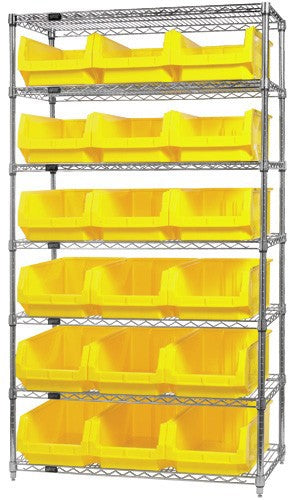 Chrome Wire Shelving Units With Magnum Bins - HWR7-532-Y