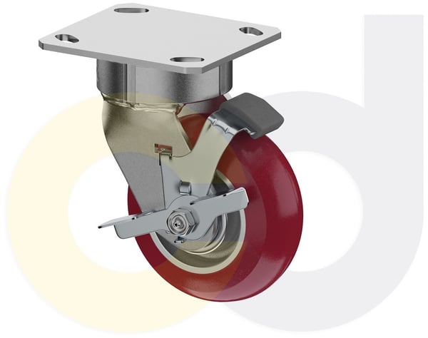 CasterDepot Ergonomic, Top Plate Casters - Poly On Aluminum Wheel - Capacities Up To 1500 Lbs. - HC002.996