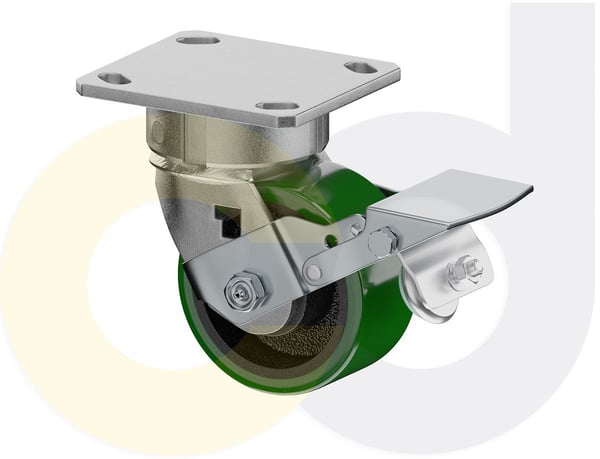 CasterDepot Ergonomic, Top Plate Casters - Poly On Cast Iron Wheel- Capacities Up To 1400 Lbs. - HC091.952