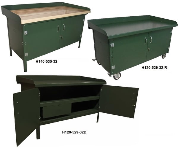 Enclosed Cabinet Workbench - H140-530-32D-R