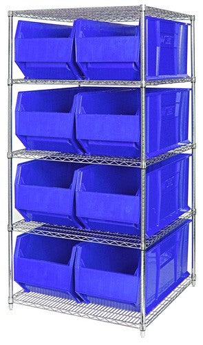 Chrome Wire Shelving Units With Hulk Containers - HWR5-997-B