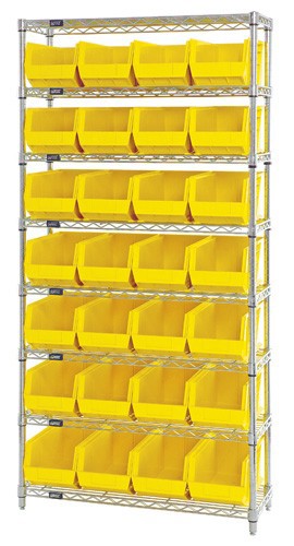 Chrome Wire Shelving Units With Ultra Bins - HWR8-240-Y