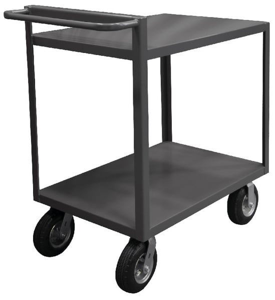 2 Shelf Stock Carts With Raised Handles - HRSCR-2436-ALD-95
