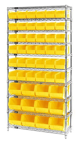Chrome Wire Shelving Units With Ultra Bins - HWR10-230240-Y