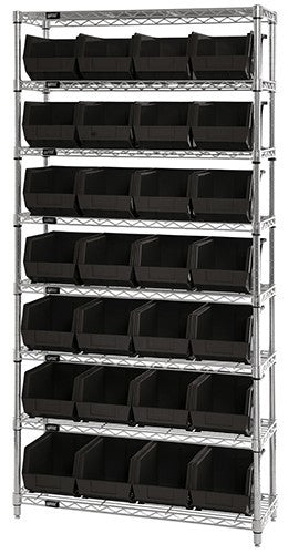 Chrome Wire Shelving Units With Ultra Bins - HWR8-239-BK