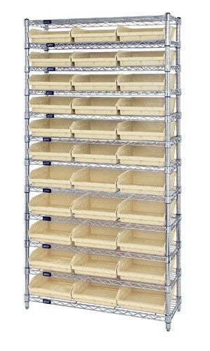 Chrome Wire Shelving Units With Shelf Bins - HWR12-110-I