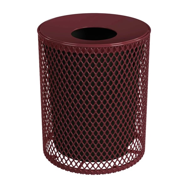 32 Gallon Expanded Metal Portable Receptacle - H32EXPLNSML-BURGUNDY