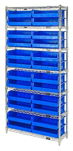 Chrome Wire Shelving Units With Ultra Bins - HWR7-245-B