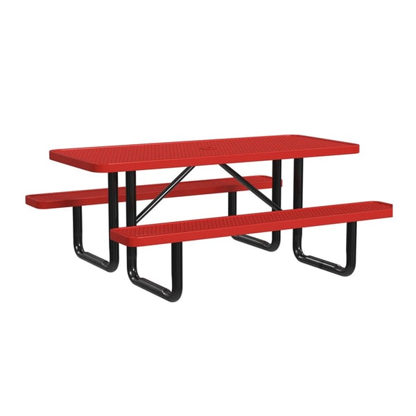 Expanded Metal Portable 6Ft Picnic Table - HT6XPP-RED