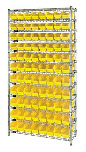 Chrome Wire Shelving Units With Shelf Bins - HWR12-101-Y