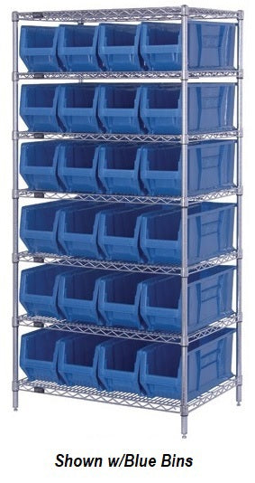 Chrome Wire Shelving Units With Hulk Containers - HWR7-951-R