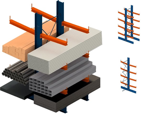 Space Plus Usa Cantilever Racking Double Side Units - HCRS-SU144X60X48-D