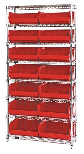 Chrome Wire Shelving Units With Ultra Bins - HWR8-250-R