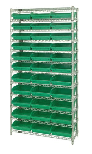 Chrome Wire Shelving Units With Shelf Bins - HWR12-110-G