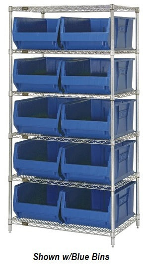 Chrome Wire Shelving Units With Hulk Containers - HWR6-974-R