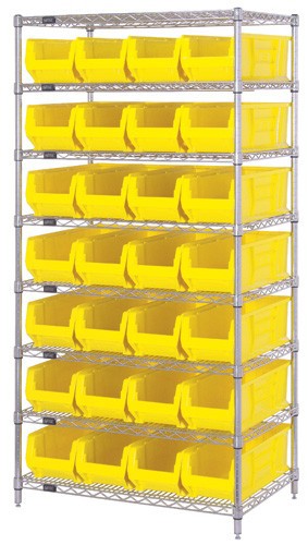 Chrome Wire Shelving Units With Hulk Containers - HWR8-950-Y