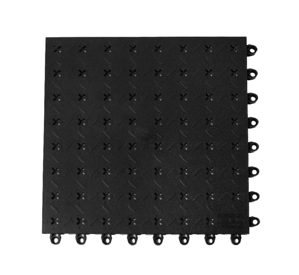 MT2 Interlocking Anti-Fatigue Floor Tiles, Recycled - HMT2.78X24X24.DR.BK.CS