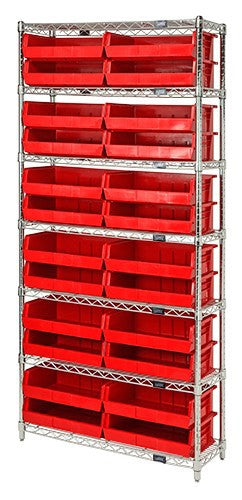 Chrome Wire Shelving Units With Ultra Bins - HWR7-245-R