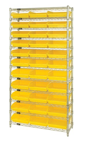 Chrome Wire Shelving Units With Shelf Bins - HWR12-109-Y
