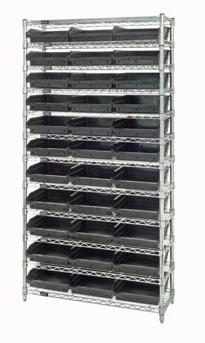 Chrome Wire Shelving Units With Shelf Bins - HWR12-109-BK
