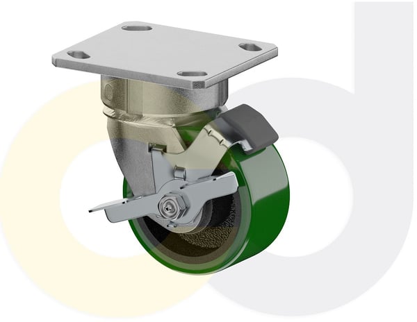CasterDepot Ergonomic, Top Plate Casters - Poly On Cast Iron Wheel- Capacities Up To 1400 Lbs. - HC015.91C