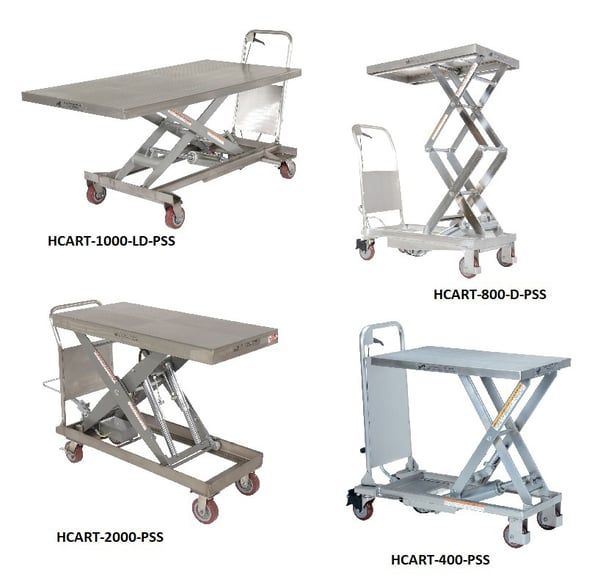 Partially Stainless Steel Hydraulic Elevating Carts - HCART-2000-PSS