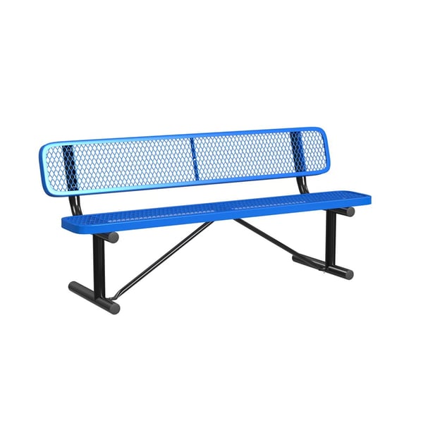 Expanded Metal Portable 6Ft Bench With Back - HB6WBP-BLUE