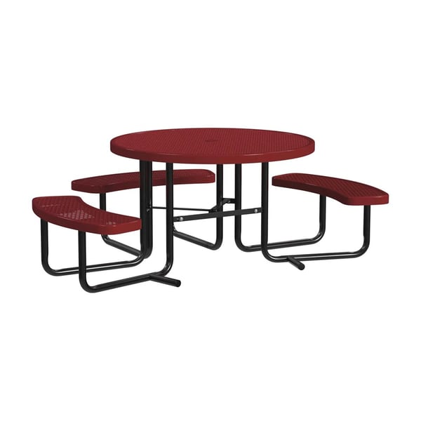 Expanded Metal Portable 46In Round Table - HT46ROP-ADA-BURGUNDY