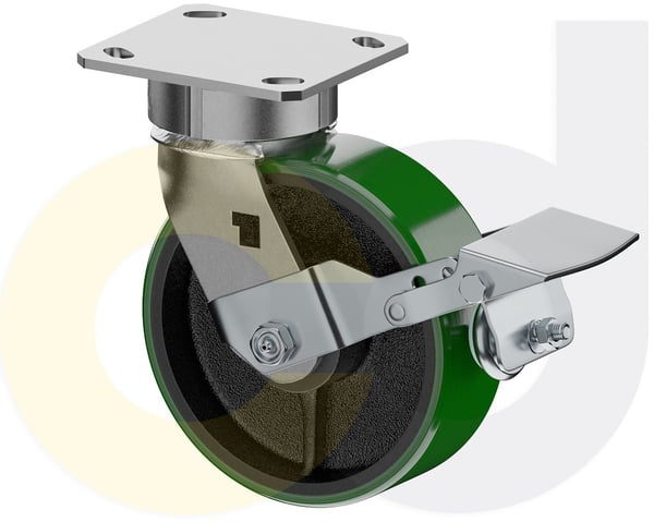 CasterDepot Ergonomic, Top Plate Casters - Poly On Cast Iron Wheel- Capacities Up To 1400 Lbs. - HC091.A06