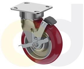 CasterDepot Ergonomic, Top Plate Casters - Poly On Aluminum Wheel - Capacities Up To 1500 Lbs.-HC003.001