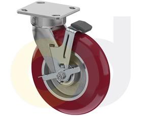 CasterDepot Ergonomic, Top Plate Casters - Poly On Aluminum Wheel - Capacities Up To 1500 Lbs.-HC003.006