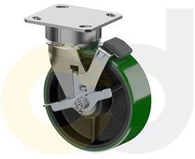 CasterDepot Ergonomic, Top Plate Casters - Poly On Cast Iron Wheel- Capacities Up To 1400 Lbs.-HC015.91E