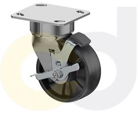 CasterDepot Ergonomic, Top Plate Casters - Glass-Filled Nylon Wheel- Cap. Up To 1400 Lbs.-HC020.100