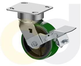 CasterDepot Ergonomic, Top Plate Casters - Poly On Cast Iron Wheel- Capacities Up To 1400 Lbs.-HC091.9AB