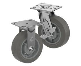CasterDepot Top Plate Casters - Thermo-Rubber Wheel - Capacities Up To 600 Lbs.