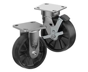 CasterDepot Ergonomic, Top Plate Casters - Glass-Filled Nylon Wheel- Cap. Up To 1400 Lbs.